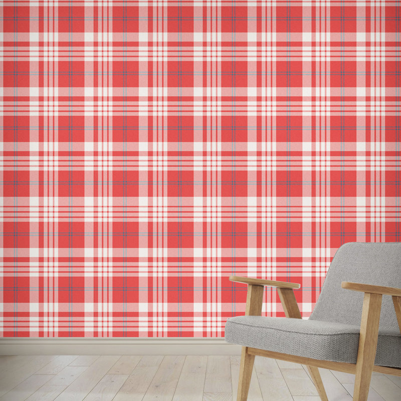 August Grove Hitchens Plaid 4 L X 24 W And Stick Wallpaper Hitchens Plaid 4 L X 24 W And Stick Wallpaper Panel