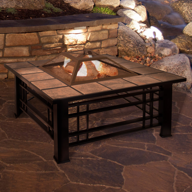 Garden Furniture Fire Pit pure garden square tile steel wood burning fire pit table Garden Furniture Fire Pit pure garden square tile steel wood burning fire pit table