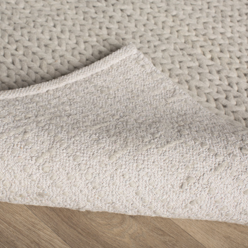 Mercury Row Dunfee Chunky HandWoven Wool Off White Area Rug & Reviews