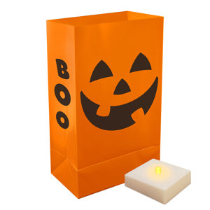 Jack O' Lantern Timer Battery Operated 1 Light Luminary (Set of 6)