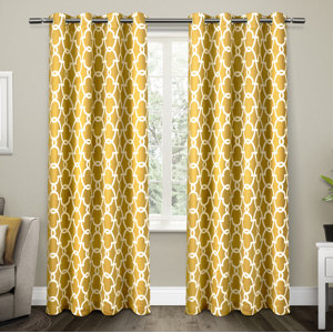 Britain Geometric Blackout Thermal Grommet Curtain Panels (Set of 2)