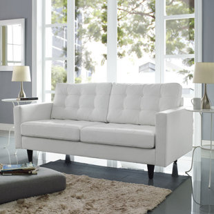 Tufted White Leather Sofas You Ll Love Wayfair Quickview
