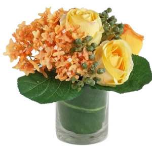 Artificial Silk Mixed Floral Arrangements in Decorative Vase