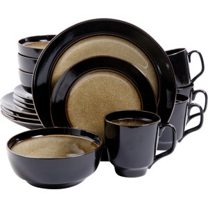 Stoneware 16 Piece Dinnerware Set, Service for 4