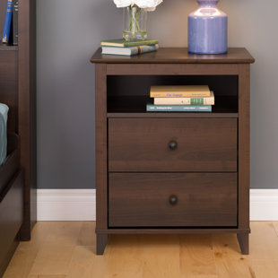 Extra Tall Nightstands Wayfair Woosley Tall Espresso 2 Drawer Nightstand