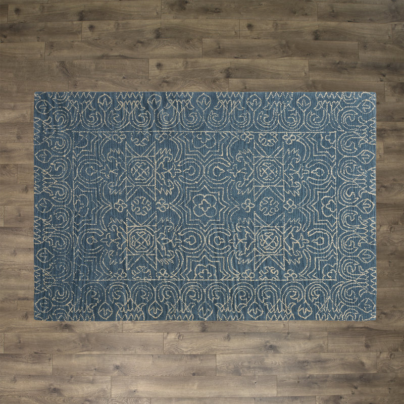 Birch Lane Omar Deep Blue Tufted Wool Area Rug Reviews Omar Deep Blue Tufted Wool Area Rug