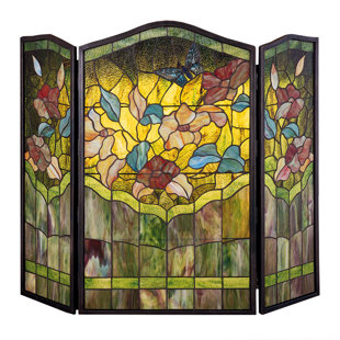 Meyda Tiffany Heart 3 Panel Brass Fireplace Screen Wayfair