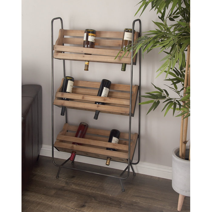 Criner Wood Metal 18 Bottle Floor Wine Rack