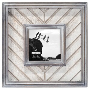 White Wash Herringbone Picture Frame