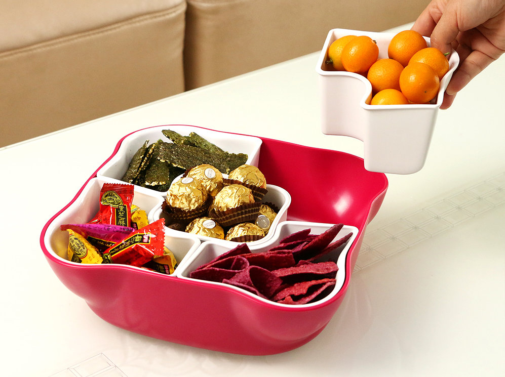 Home and Above Creative Multi Sectional Snack Serving Tray with Lid