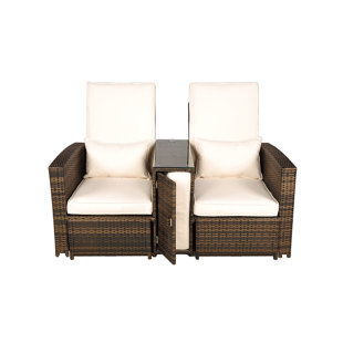 Rattan Sun Loungers You Ll Love Wayfair Co Uk Harker Rattan Double Sun Lounger With Cushion