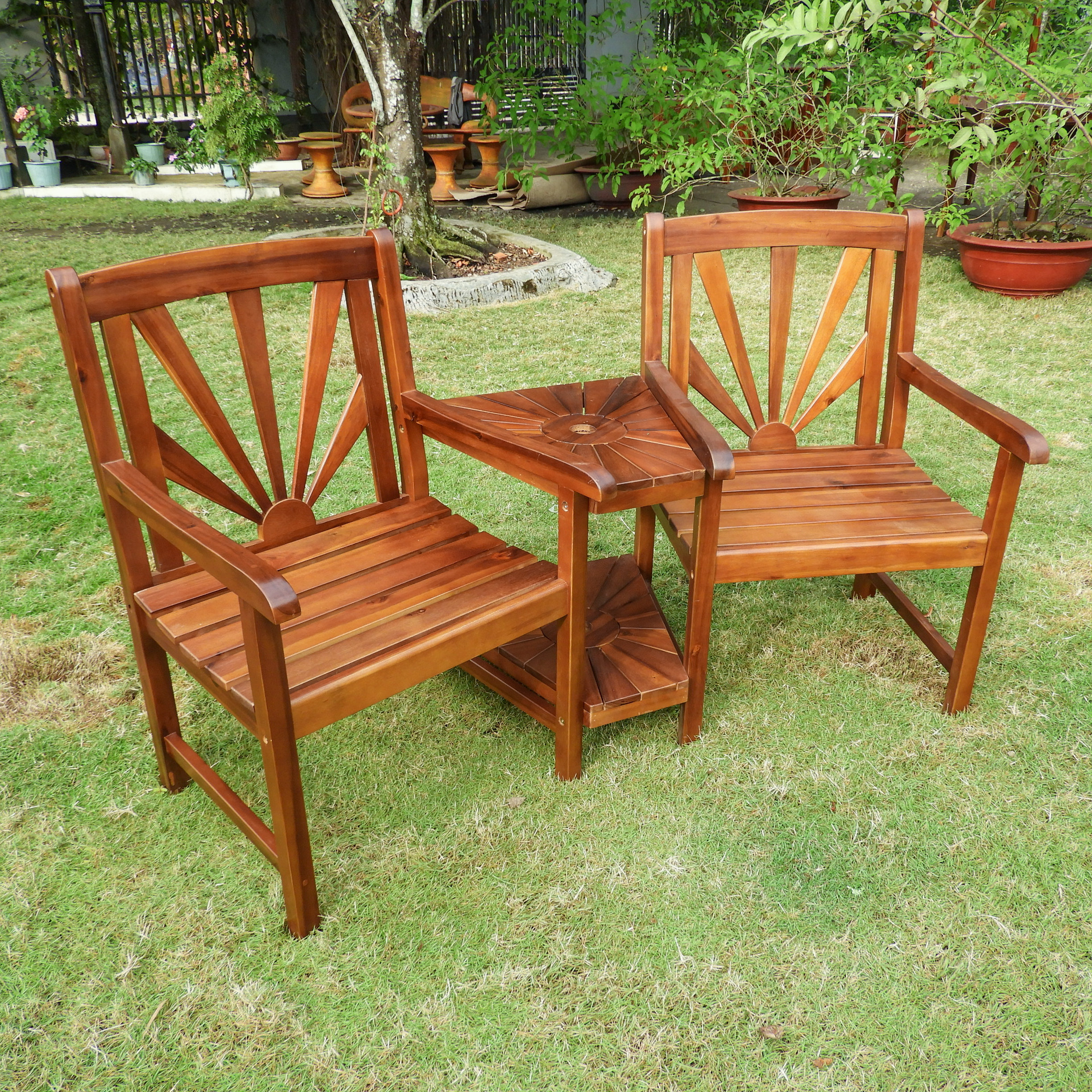 August Grove Gabbert Wood Tete A Bench Reviews Wayfair