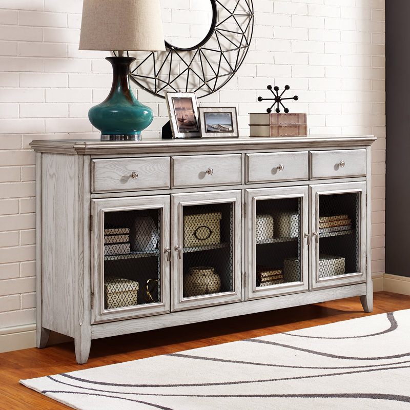 Guerrera Robins Egg 4 Door Credenza With Wire Mesh Door