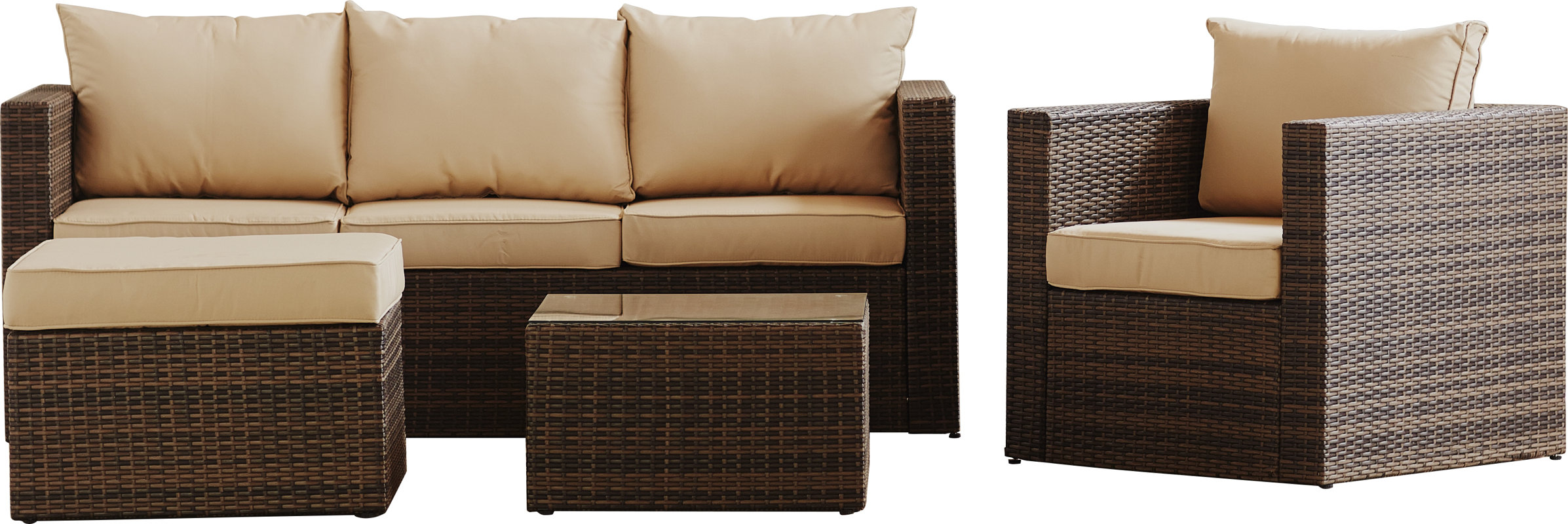 Mercury Row Rister 4 Piece Rattan Sectional Seating Group with Mercury Row Rister 4 Piece Rattan Sectional Seating Group with