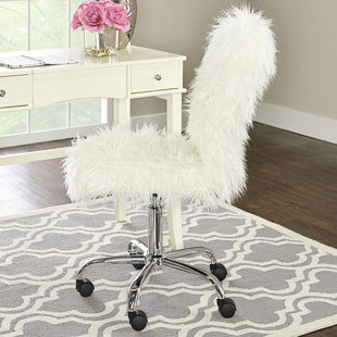 White Fuzzy Fur Desk Chair Wayfair Boughton Office Desk Chair