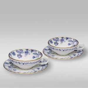 Blue Sorrentino 8 oz. Shallow Tea Cup & Saucer (Set of 2)