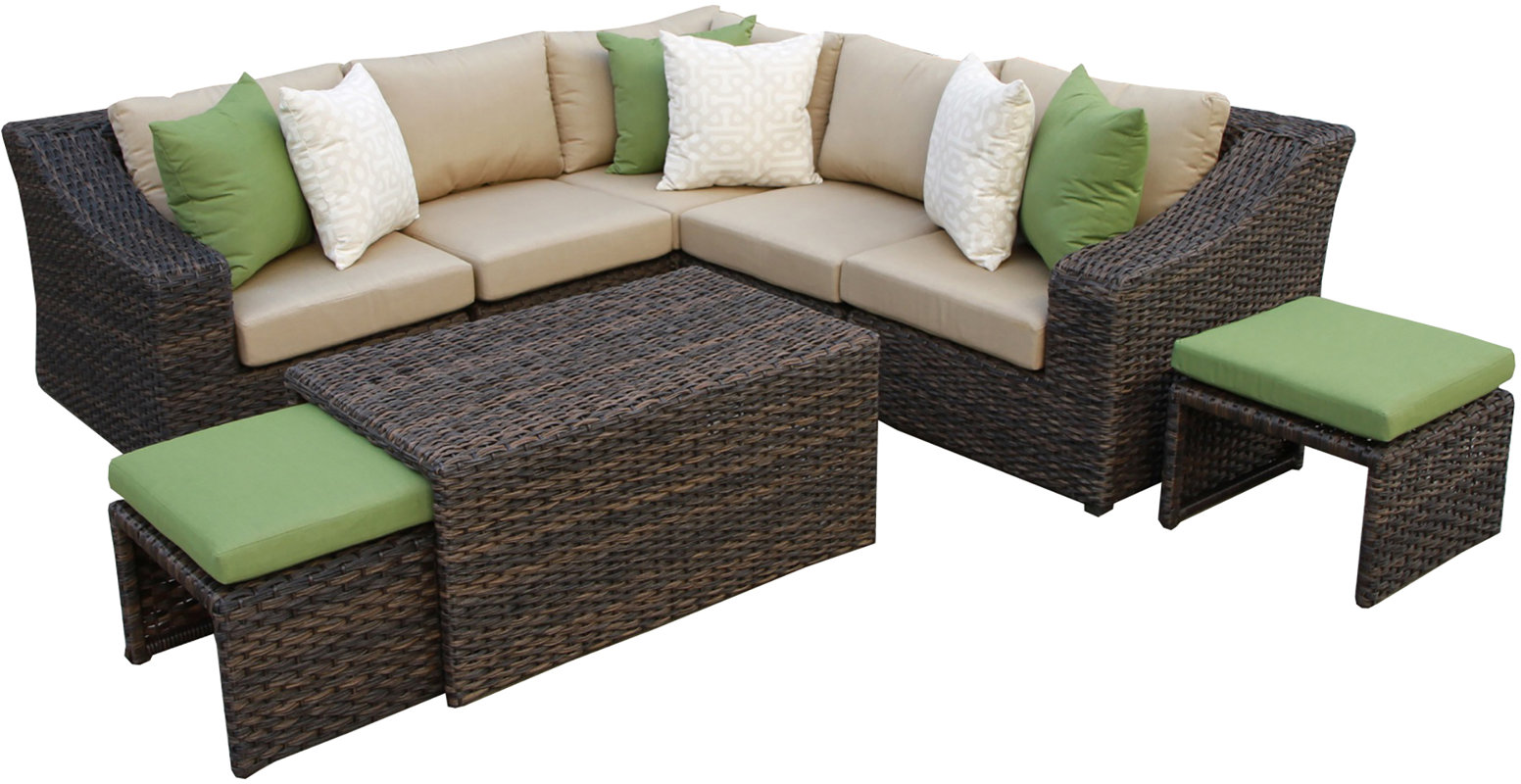 AE Outdoor Williams 8 Piece Sunbrella Sectional Set with Cushions