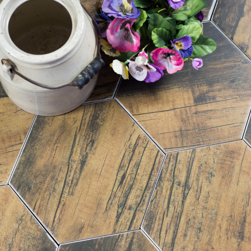 Abolos Artisan Wood Hexagon 8 Quot X 8 Quot Ceramic Wood Look Tile