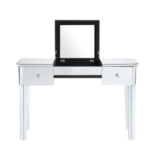 Silver Makeup Vanities You Ll Love Wayfair Lippert 2 Drawers Vanity With Mirror