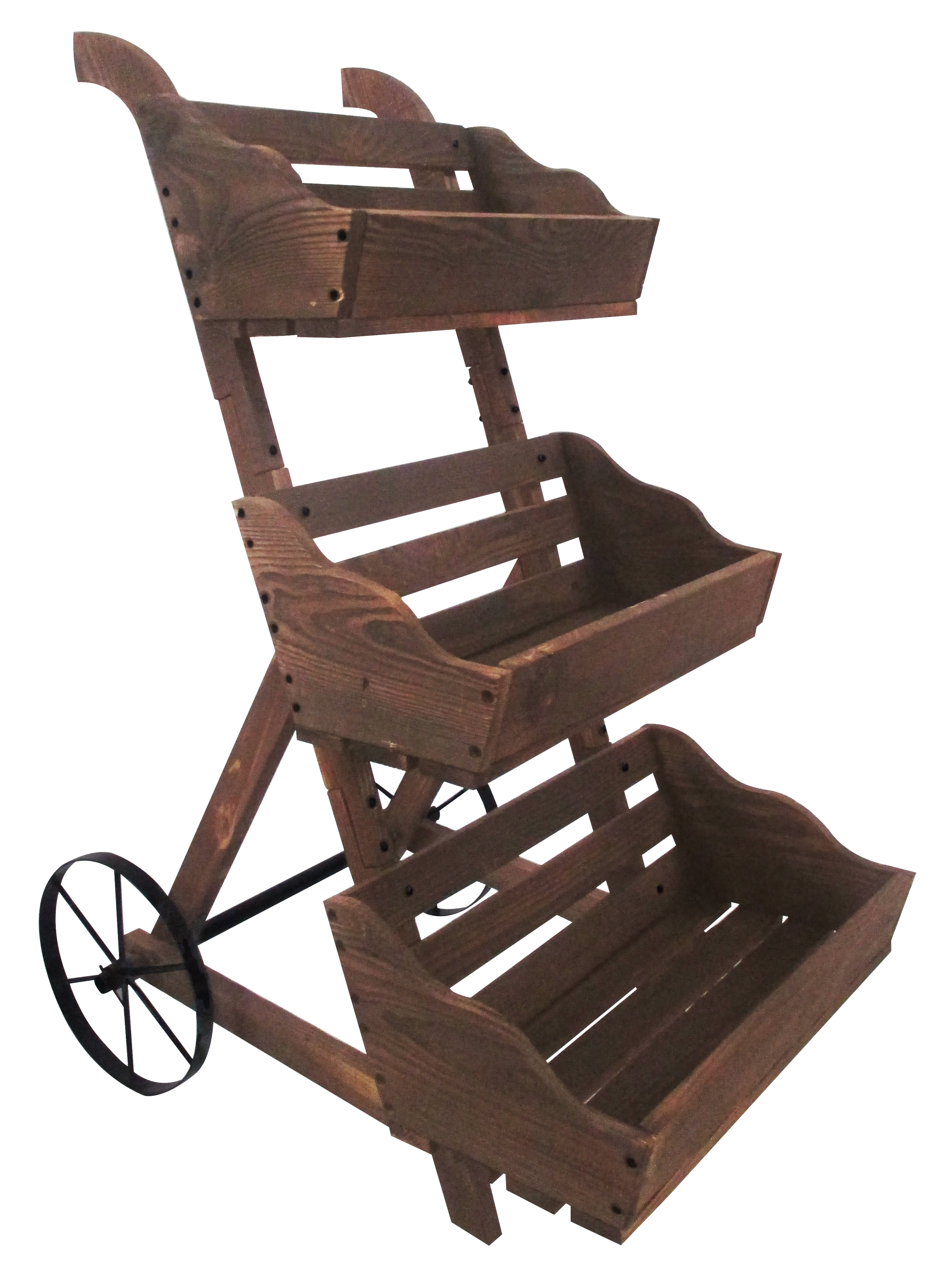 Charred 3 Tiered Wood Wheelbarrow Planter Reviews Joss Main