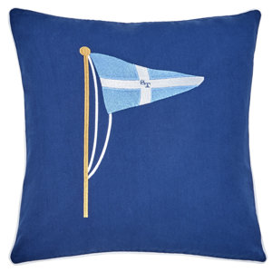 Yacht Club Embroidered Pennant 100% Cotton Throw Pillow