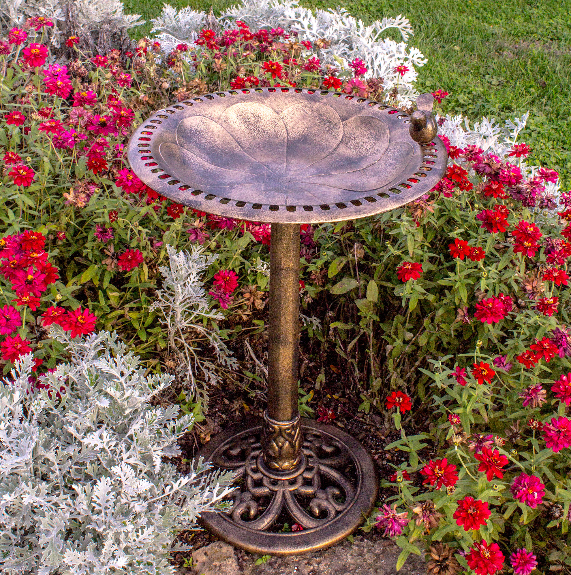 Coquelicots verre Birdbath peint à la main résistant aux intempéries jardin extérieur Cadeau