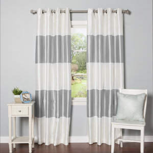 Grommet Striped Blackout Thermal Curtain Panels (Set of 2)