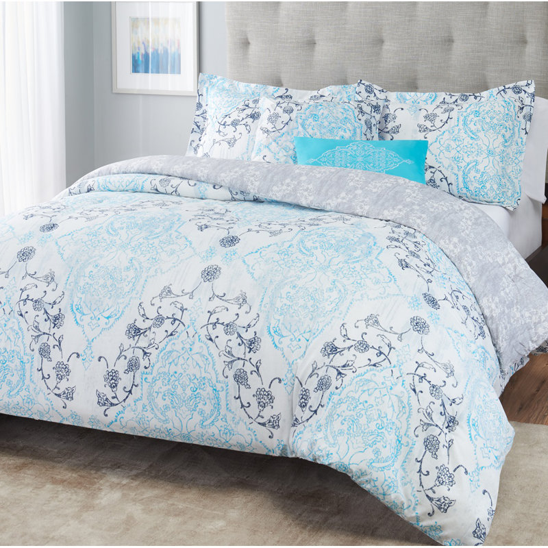 Nicole Miller Aqua/Purple Reversible Comforter Set Wayfair