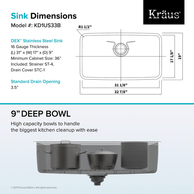 Kraus Dex Series 33 X 19 Undermount Kitchen Sink Reviews