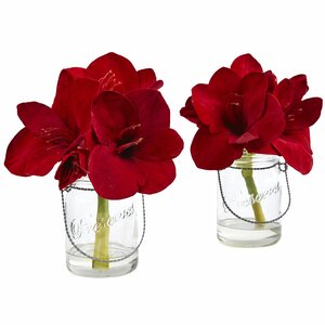 Amaryllis Flowers in Decorative Vase (Set of 2)
