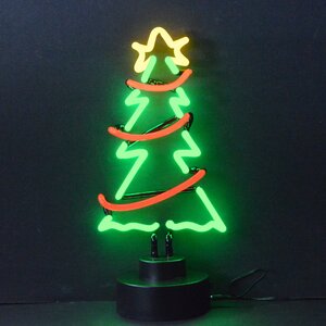 Christmas Tree with Garland Neon Sculpture