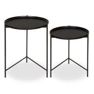 Modern Nesting Tables Allmodern Petersburg Round Metal 2 Piece Nesting Tables