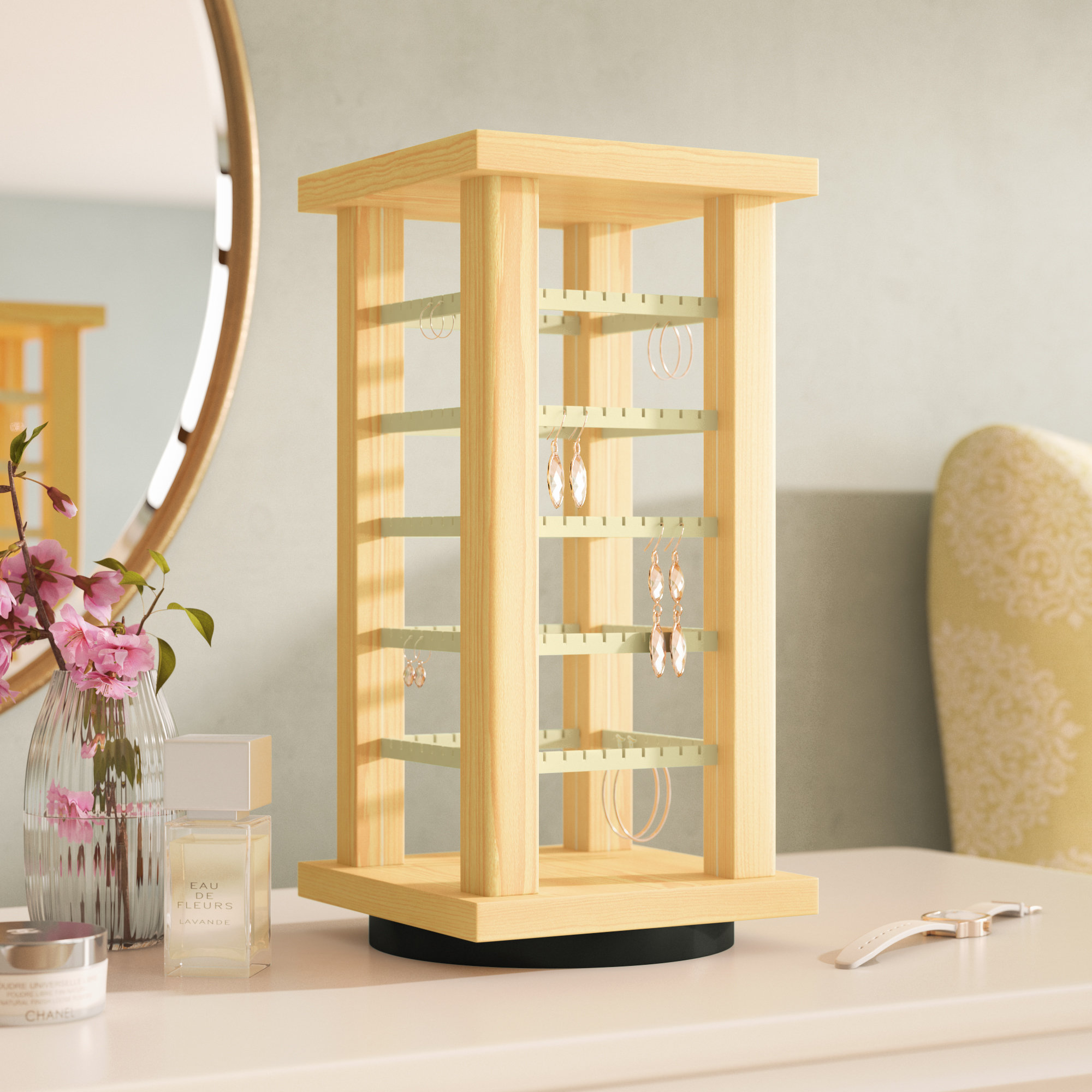 Rebrilliant Wooden Rotating Earring Display Reviews Wayfair
