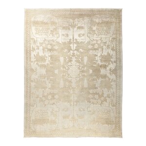 One-of-a-Kind Vibrance Hand-Knotted Ivory Area Rug