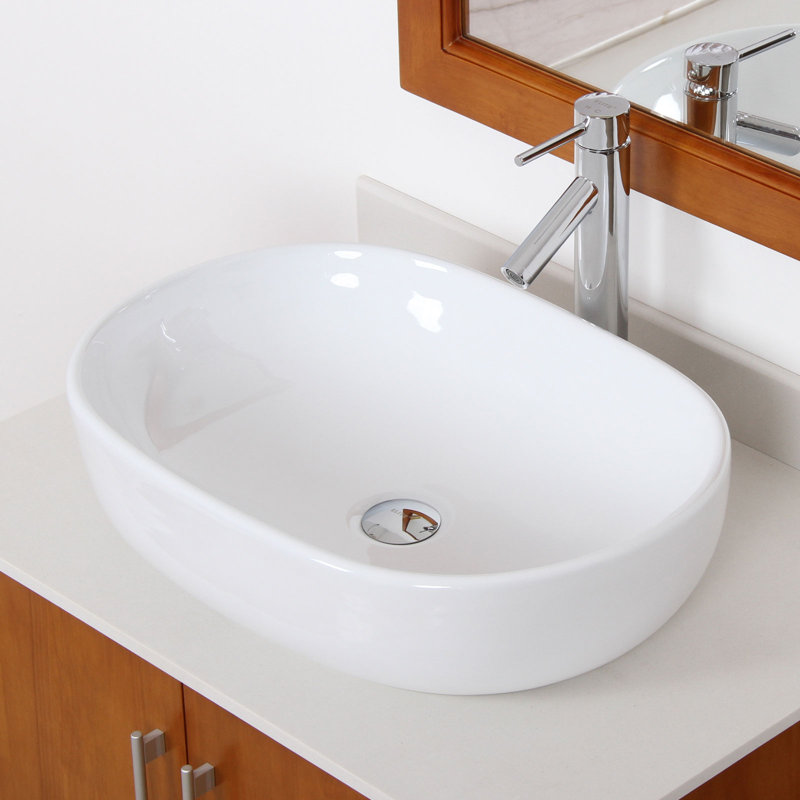 Elite Ceramic Oval Vessel Bathroom Sink Wayfair