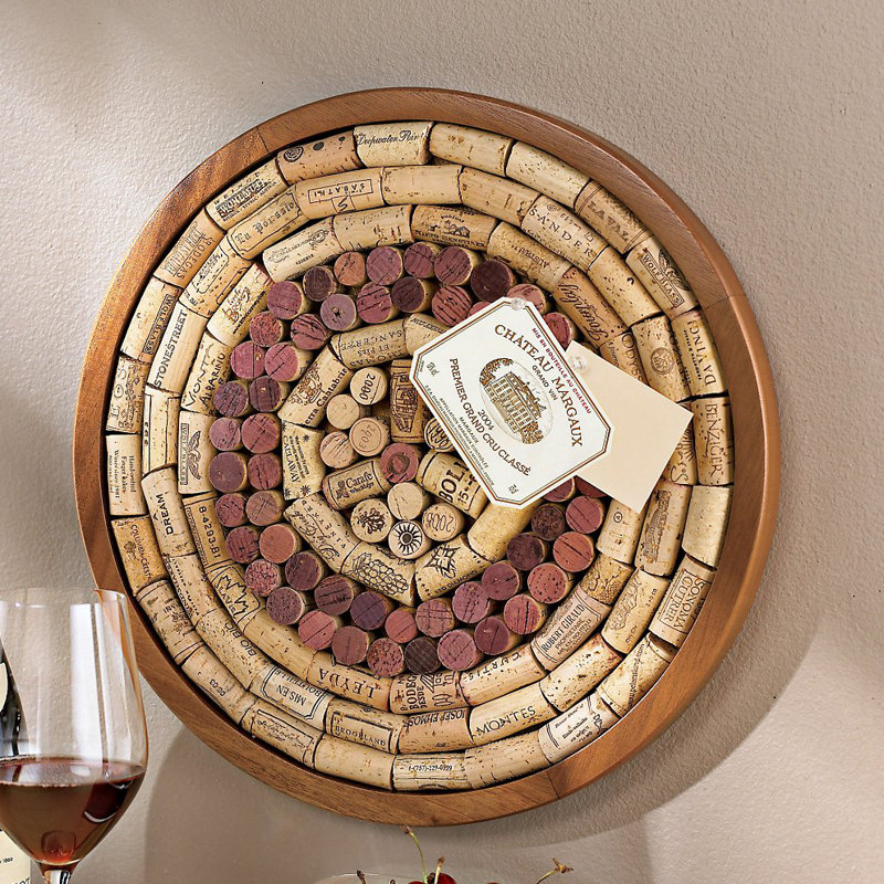 Wine Enthusiast Companies Round Wine Cork Board Kit Wall Mounted