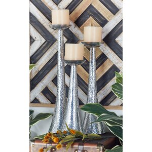 3 Piece Aluminum Candlestick Set