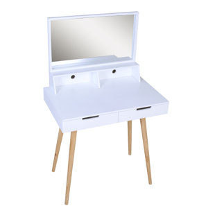 Wall Mounted Make Up Vanity Wayfair Curtis Makeup Vanity Set With Mirror