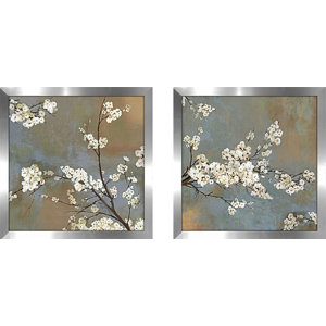 Blossoming Tree' 2 Piece Framed Acrylic Painting Print Set Under Glass