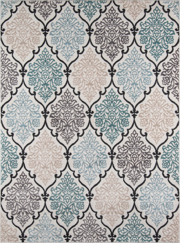 Alcott Hill Kinsley Teal/Black Area Rug & Reviews Wayfair