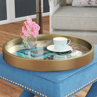 Rose Gold Serving Tray Wayfair Round Blue Gold Serving Tray