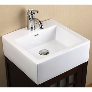 Ceramic Rectangular Vessel Bathroom Sink with Overflow