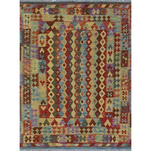 One-of-a-Kind Vallejo Kilim Zeba Hand-Woven Wool Red Area Rug