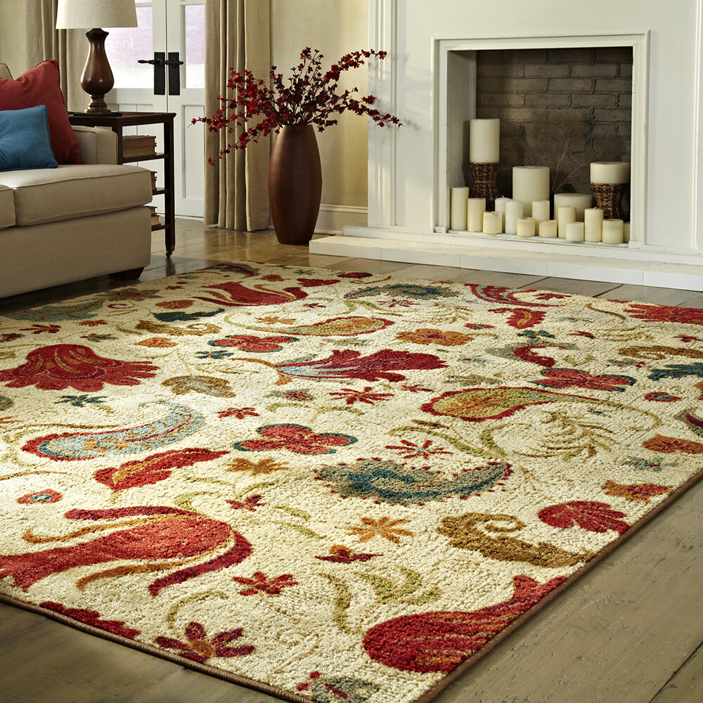 Andover Mills Virginia Beige Red Area Rug Reviews Wayfair   Red Area Rug 