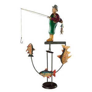 Fly Fisherman Boat Figurine