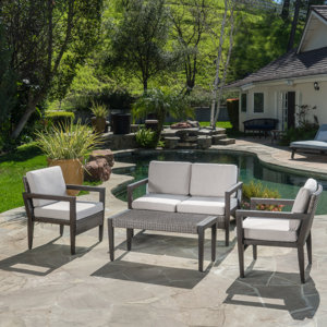 Bracondale Outdoor 4 Piece Lounge Seating Group with Cushion