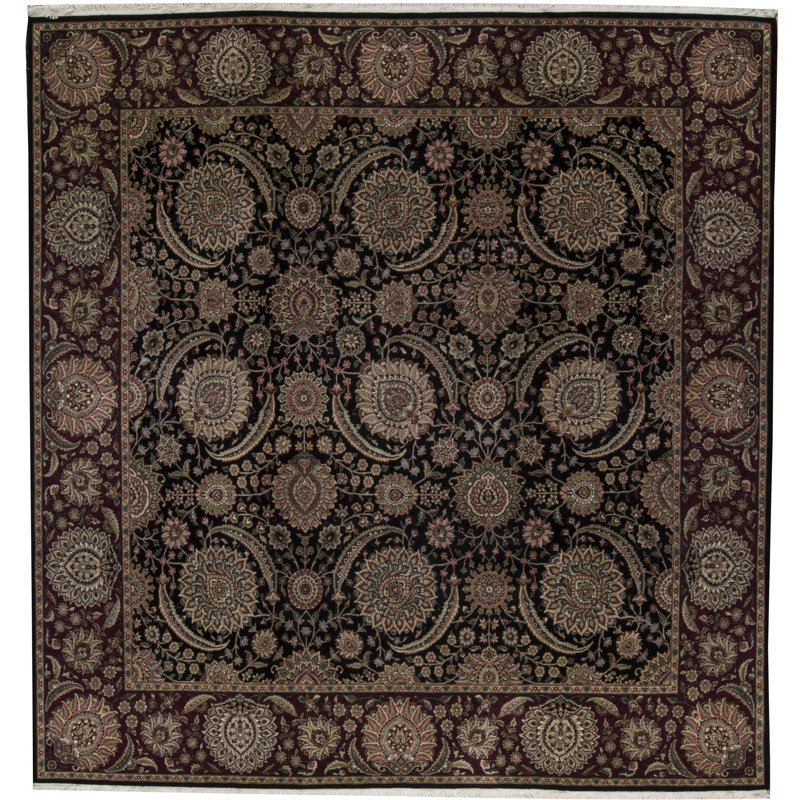 Bokara Rug Co., Inc. One-of-a-Kind Manchuria Hand-Knotted Square 10 Wool Beige/Black Area Rug