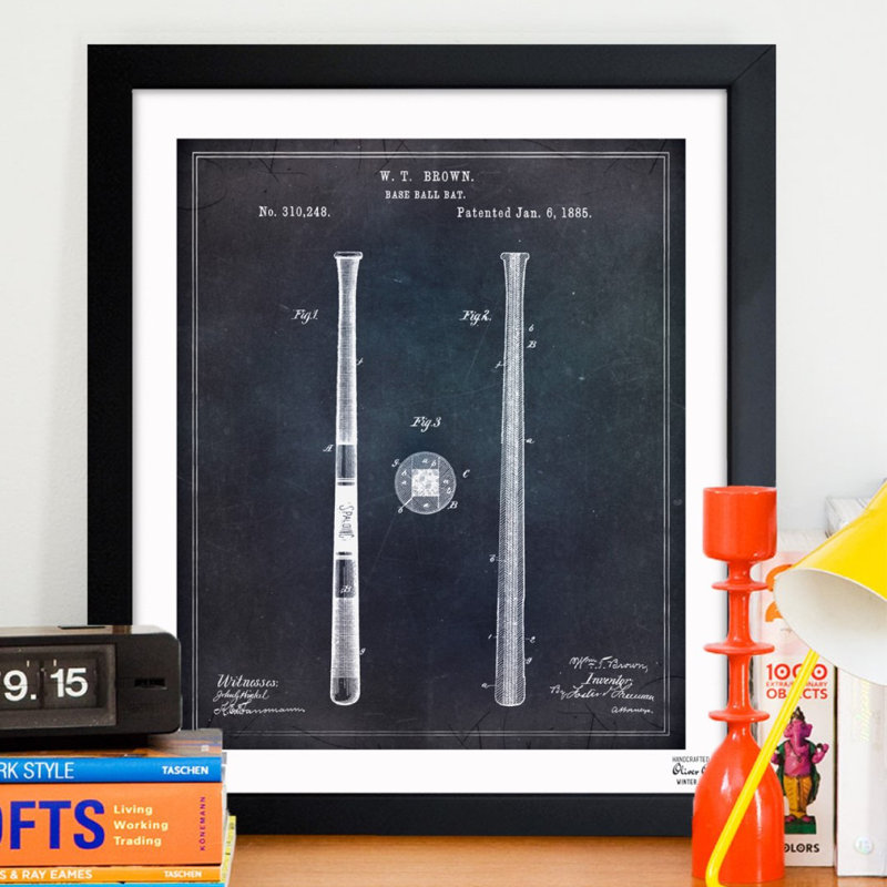 Oliver Gal Baseball Bat 1885 Framed Graphic Art & Reviews Wayfair