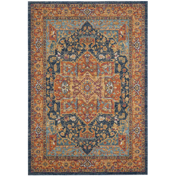 Battista Blue Orange Area Rug Reviews Allmodern