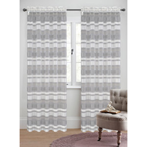 Becca Striped Sheer Rod Pocket Curtain Panels (Set of 2)